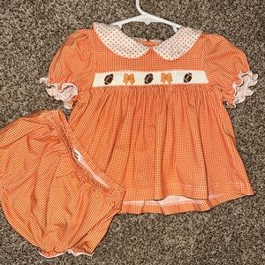 Orange Gingham Baby Dress with Bloomers